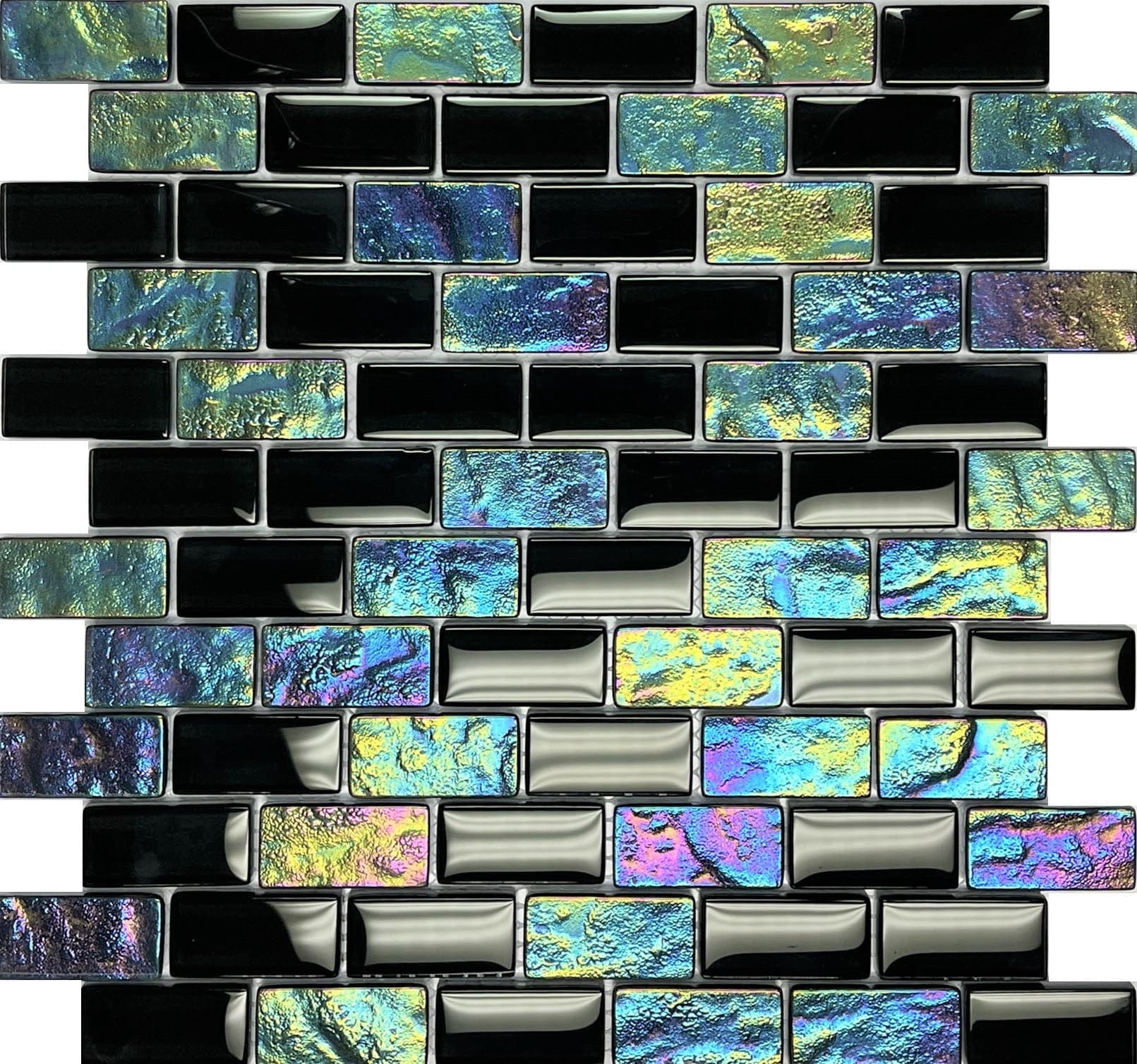 Equinox Black 1x2 Glass Tile Pool Tile and Wall Tile and Deco 12in x 12in