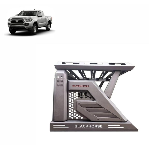 Black Horse Armour II Roll Bar W/Basket Black Compatible with 2005-2024 Toyota Tacoma-AR2-03BA3