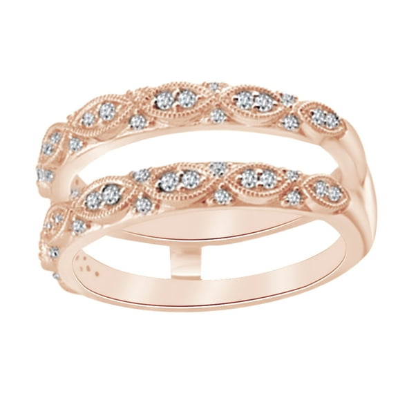 Natural Diamond Vintage Enhancer Guard Ring In 14k Solid Rose Gold (0.25 Ct),Ring Size-8.5