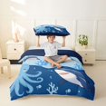 thumbnail image 2 of Erosebridal Marine Shark Twin Bedding for Kids, Blue Octopus Coral Duvet Cover Set, 2 Pieces, No Comforter, 2 of 5