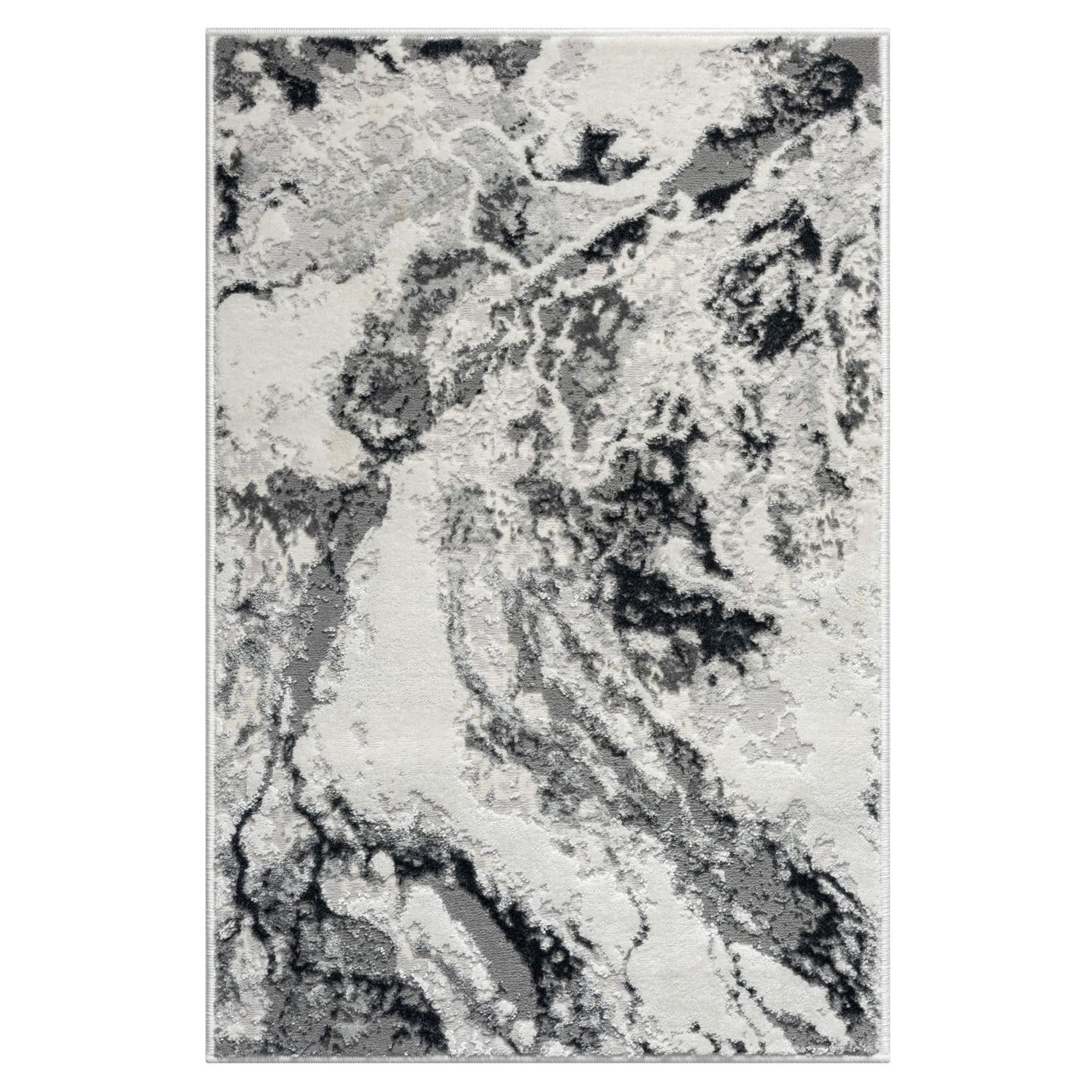 Luxe Weavers Abstract Marble Gray 2x3 Area Rug for Entryway