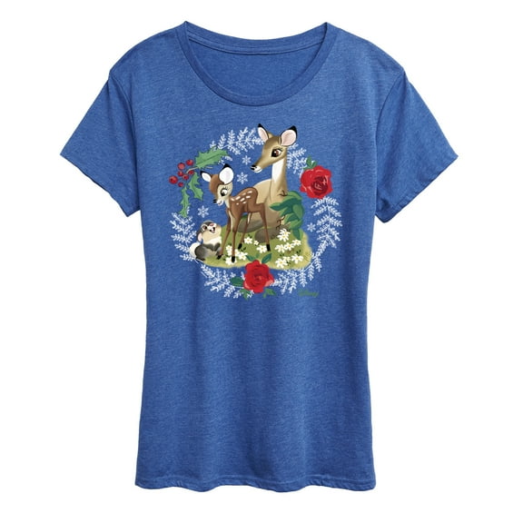 Disney Bambi - Christmas - Family In The Forest - Women's Short Sleeve Graphic T-Shirt