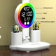 thumbnail image 5 of Lámpara de escritorio LED recargable | Luz inteligente plegable de 4 cabezales, reloj digital, portabolígrafos, iluminación ambiental RGB, altura ajustable, alimentación USB, blanco, 43x25x12cm, 5 of 6