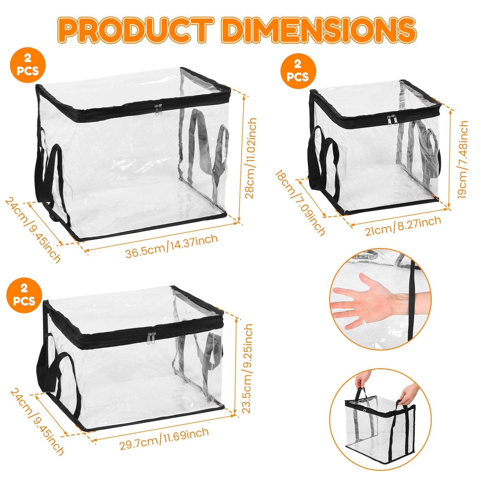 6Pcs Toy Storage Bag with Handle and Zipper Clear PVC Toy Organizer Bag Multipurpose for Doll Board Game Building Block