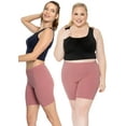 thumbnail image 2 of Stretch Is Comfort Women's Cotton Biker Shorts Dark Mauve Large, 2 of 6