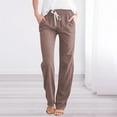 thumbnail image 2 of Women's Spring & Summer Solid Color Lace - Up Pocket Loose Wide - Legged Cropped Casual Pants - Polyester, Comfortable for Daily Wear, 2 of 4