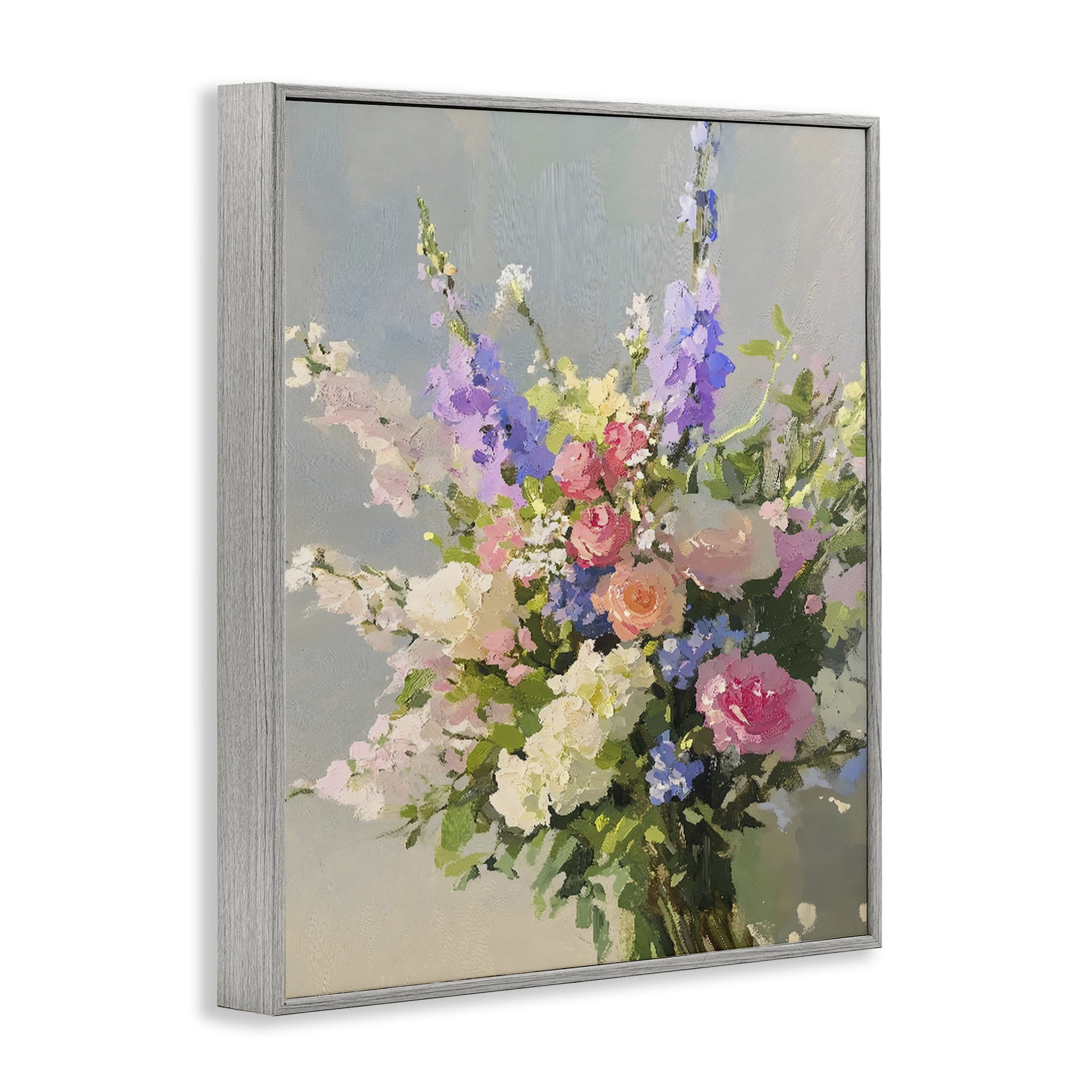 Stupell Industries Romantic Pastel Garden Bouquet Gray Framed Giclee Art, design by The Prints Vibe