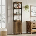 thumbnail image 4 of Tribesigns 4-Tier Slim Solid Wood Storage Cart Set of 2, Narrow Kitchen Rolling Carts on Wheels, Walnut, 4 of 9
