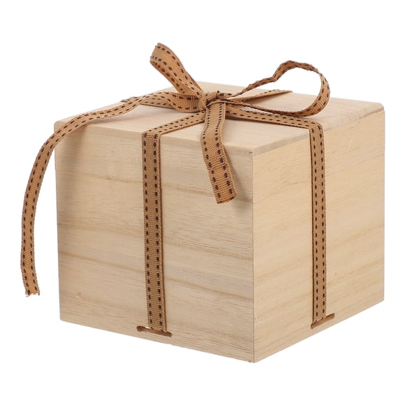 Unfinished Wood Box Beige Paulownia Wood 1Set 4.5x4.5x3.9in
