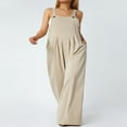 thumbnail image 2 of Wide Leg Overalls for Women Sleeveless Jumpsuits Suspender Overalls with Pockets, 2 of 6