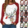 thumbnail image 5 of TTUHYWXI Christmas Sweatshirt Women Cute Xmas Reindeer Graphic Tee Casual Long Sleeve Winter Holiday Pullover Tops (Light Green, 4XL), 5 of 9