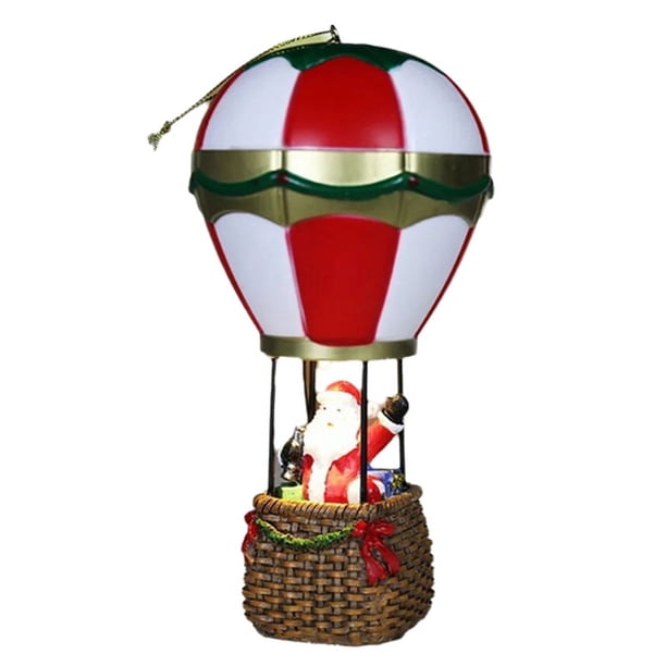 Adornos Navideños Luminosos Decoración de Resina para la Casa Globo Aerostático de Papá Decoración Navideña en Miniatura A