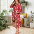 thumbnail image 5 of Yuyamidu Christmas Zipper Robes for Women Plus Size M Reindeer Long Sleeve Bathrobe Sleepwear Xmas Bell Pjs Dresses Soft Nightgown Red Round Neck Night Clothes, 5 of 7