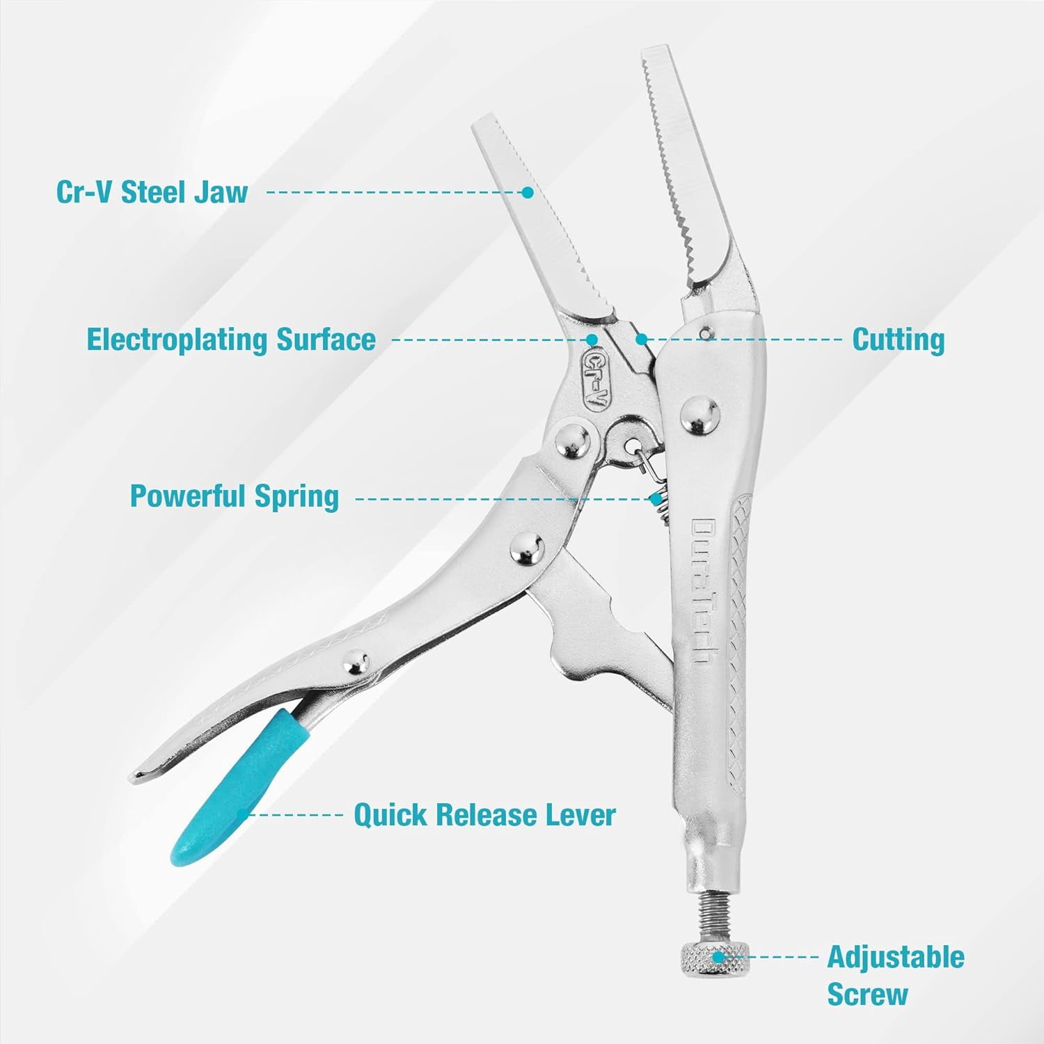 6-1/2Inch Long Nose Locking , Premium Cr-V Construction, Long Nose with Wire Cutter for Easy Access to Hard to Reach Areas