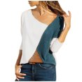thumbnail image 2 of Heliisoer Women's Plus Size Color Block T-Shirt Fall & Winter V-Neck Long Sleeves Tops Blouse, 2 of 8