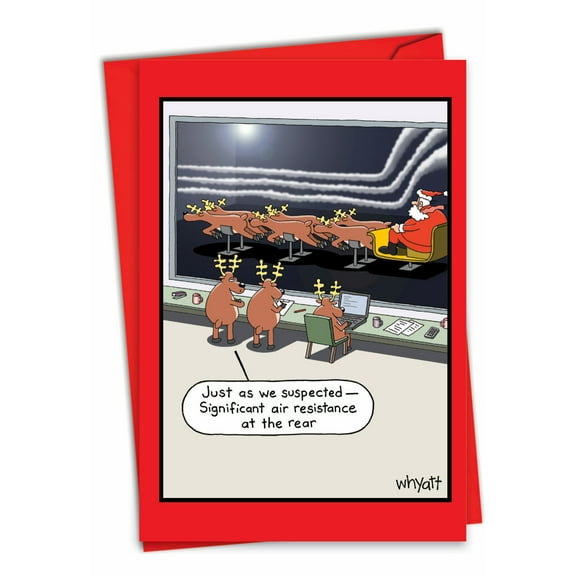 1 Funny Christmas Card with Envelope - Santa Aerodynamics C7095XSG