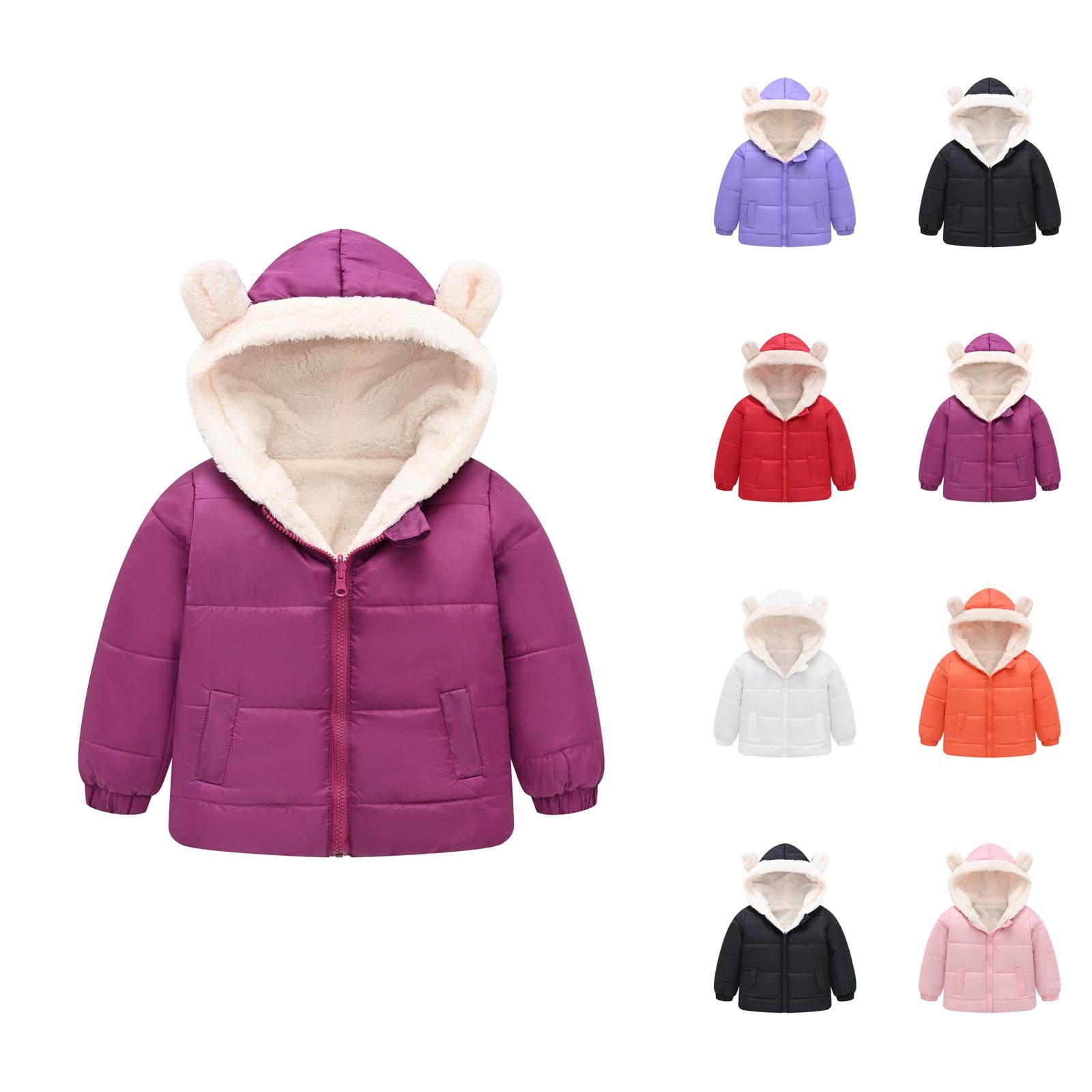 Girls Clothes Girls Coat Toddler Boys Girls Winter Coat Bear Ears Hooded Jacket Wear Thicken Windproof Zipper Warm Outwear