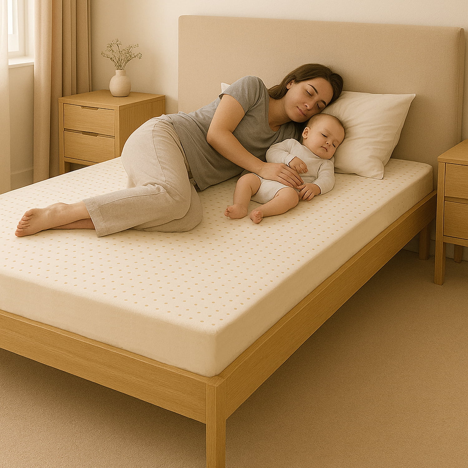 ORGANIC TEXTILES Organic Latex Mattress Topper, GOLS Certified - Heather Grey Cover, No Zipper - (3" Twin-XL - Firm)