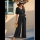 thumbnail image 5 of Mono de Mujer de Corta con Cuello en V, Elegante, Informal, con Pierna y Pantalones. Negro S, 5 of 10