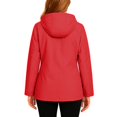 thumbnail image 3 of WTOBBY Womens Raincoats With Hood Lightweight Outdoor Hooded Waterproof Windbreaker Solid Trench Coat Jacket Plus Size, Ideal for Sports and Fashion,Red 2XL, 3 of 5