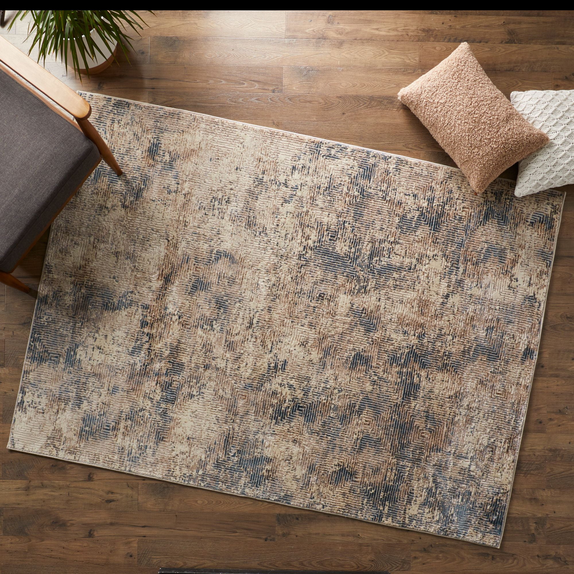 Better Homes & Gardens Square Abstract Area Rug, Blue, 5'x7'