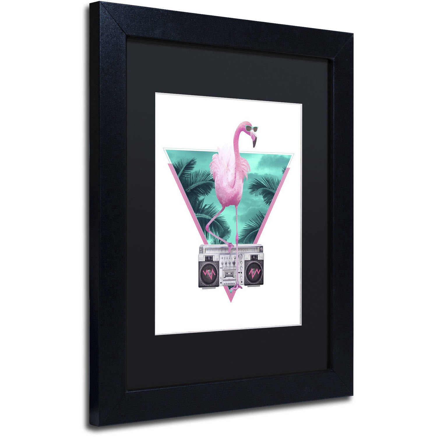 Trademark Fine Art 'Miami Flamingo' Canvas Art by Robert Farkas, Black Matte, Black Frame