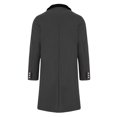 thumbnail image 3 of ZCFZJW Men's Oversized Notched Long Faux Wool Blend Trench Coat Single Breasted Knee Length Lapel Winter Jacket Outwear Tops Dark Gray M, 3 of 6