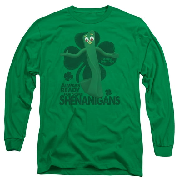 Gumby Shenanigans Long Sleeve Adult 18/1 T-Shirt Kelly Green