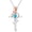 03-Mar-Aquamarine, variant on Rose Birthstone Cross Necklace 925 Sterling Silver Cross Jewelry Rose Gifts for Women