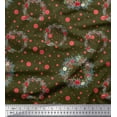 thumbnail image 1 of Soimoi Tissu en Viscose Georgette Vert Imprimé Couronne et Points Tissu au Mètre 42 Pouces de Large, 1 of 5