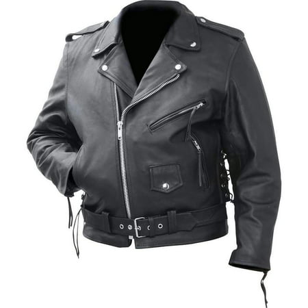 Rocky Mountain Hides Solid Genuine Cowhide Leather Classic Motorcycle Jacket (Best Motorcycle Jacket Material)