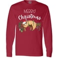 thumbnail image 3 of Inktastic Merry Christmas Cute Sloth with Santa Hat and Lights Long Sleeve T-Shirt, 3 of 5