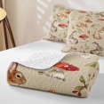 thumbnail image 4 of Erosebridal Watercolor Brown Rabbit Twin Quilt Set for Boys Girls, Mushroom Plant Twin Coverlet Set, 2pcs, 4 of 7