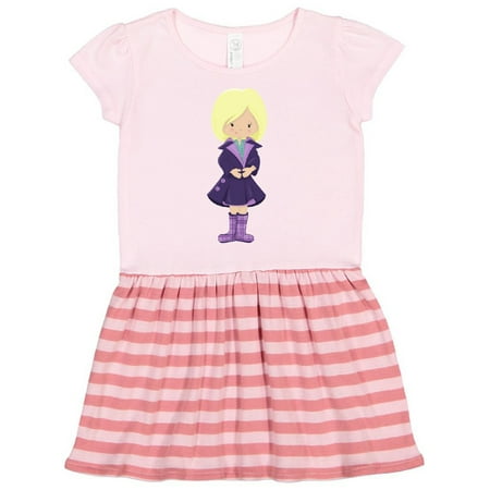 

Inktastic Fashion Girl Blonde Hair Purple Coat Boots Gift Toddler Girl Dress