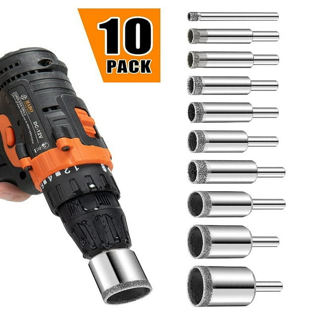 Faucets 2 Drill Bit Set 10 PCS Hole Saw Kit For Tiles Ceramics And Glass Bottles end start# s# drill bit set designed for precise cutting in tiles ceramics glass and bottles enabling clean efficient