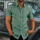 thumbnail image 3 of Camisa de manga corta para hombre, camisa informal de lino y algodón con cuello vuelto, blusas formales para eventos sociales, ropa de verano, 3 of 4