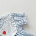 thumbnail image 3 of Coerni Baby Girls Heart Animals Bubble Rompers Dress Cute Embroidery Smocked Romper Ruffle Shorts Sleeve Plaid Bodysuit, 3 of 8