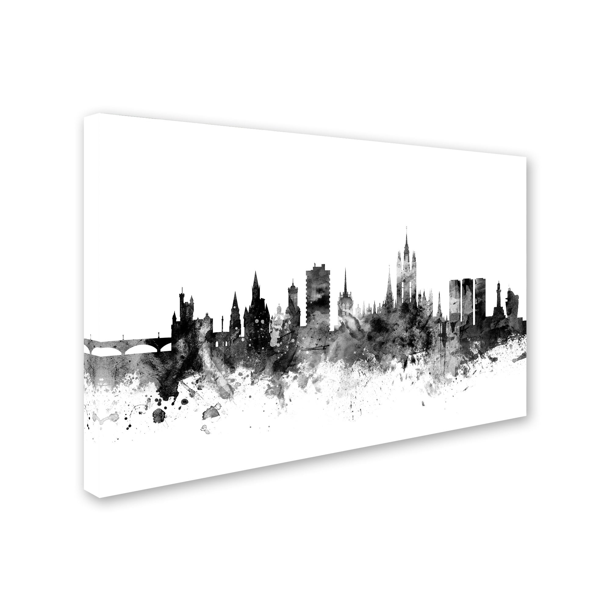 Trademark Fine Art "Aberdeen Scotland Skyline B&W" Canvas Art by Michael Tompsett