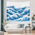 thumbnail image 5 of Bohemia Indoor Tapestry Decoration for Living Room Dorm College Office - Ocean Waves Simple Lines Washable Office Tapestry 51x59 Inches Japanese Modern Wall Hanging Tapestry, 5 of 5