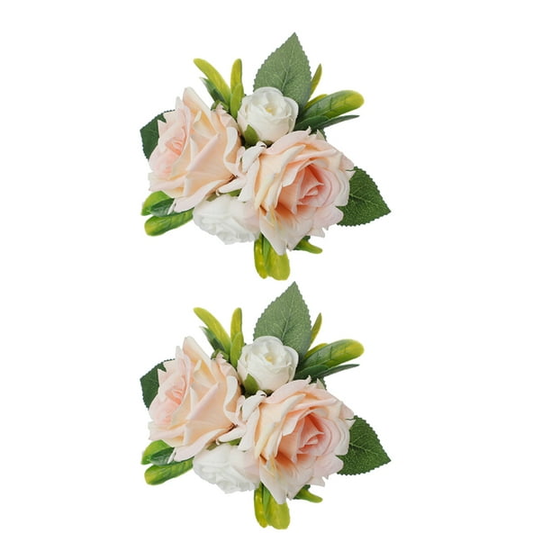 Inteprter 2 piezas de decoración de pastel de boda, decoración de flores rosas artificiales, artesanía de planta de simulación para adorno de Kits de decoración para fiestas cuatro flores