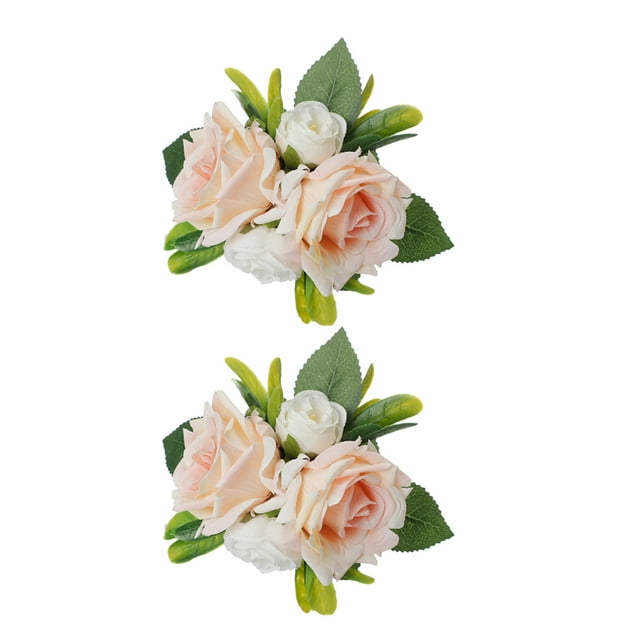 Naiovety 2 piezas de decoración de pastel de boda, decoración de flores rosas, ramo realista, planta, letrero DIY, adorno de fiesta de Kits de decoración para fiestas cuatro flores