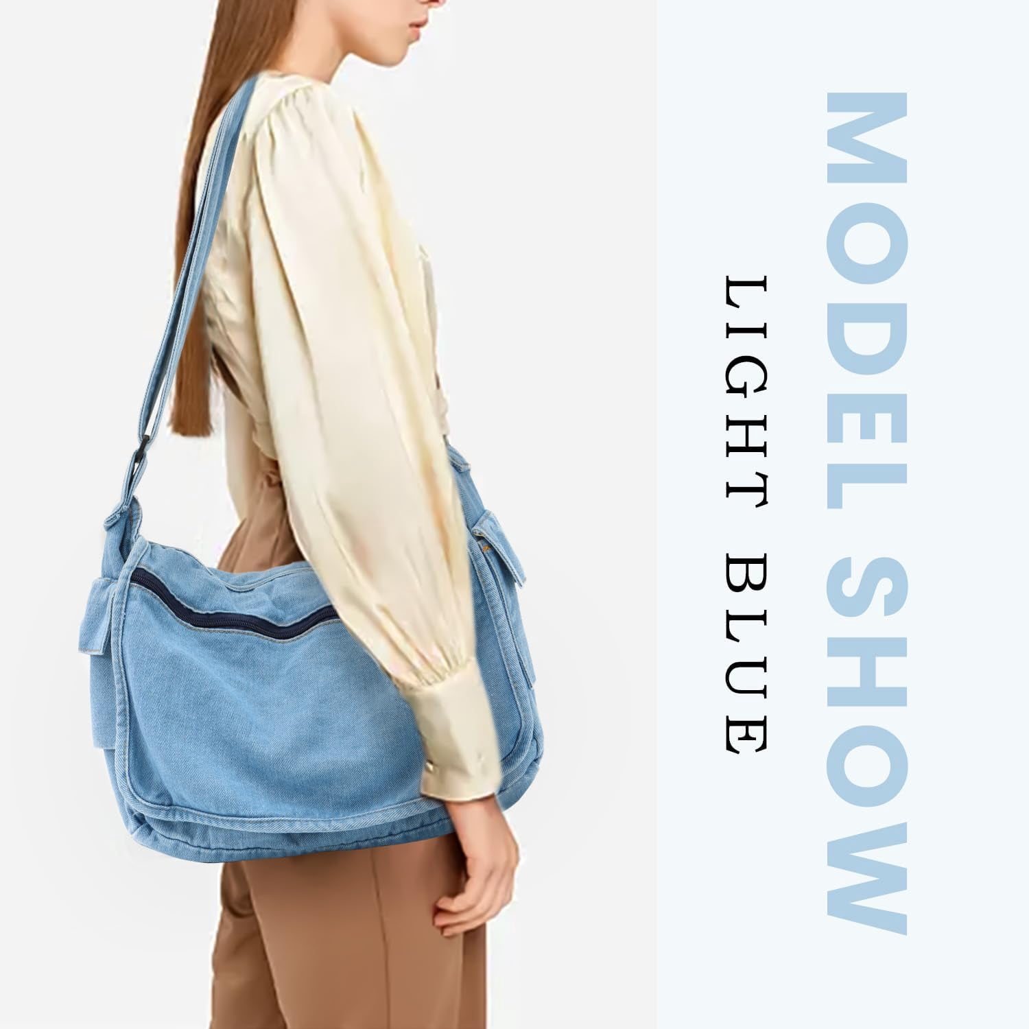 Denim Hobo Purse Bags Casual Canvas Messenger Shoulder Bag Retro Large Crossbody Satchel Bags for Women and Men