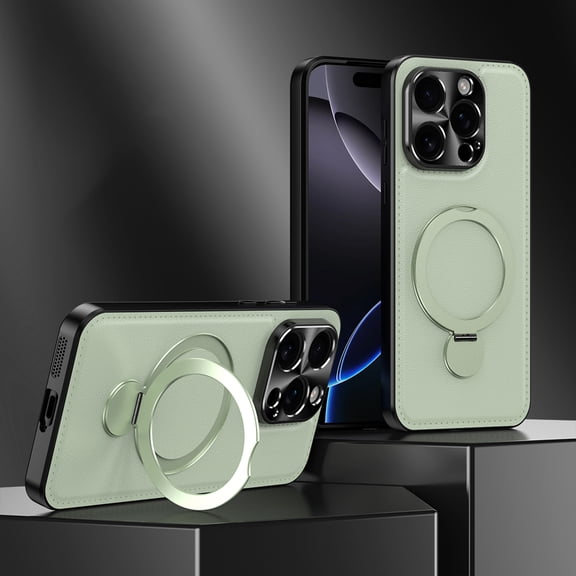 for iPhone 14 Pro Case with Stand, Phone Case with Ring Holder Kickstand, Classic PU Leather Protective Case Support Magnetic Car Mount & Wireless Charging for iPhone 14 Pro, Green