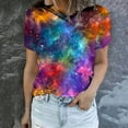 thumbnail image 4 of Penkiiy Galaxy Printed Shirt , Women's Cosmic Star Sky Print Funny Casual Fashion Short Sleeve Tops Blouse S Multicolor, 4 of 6