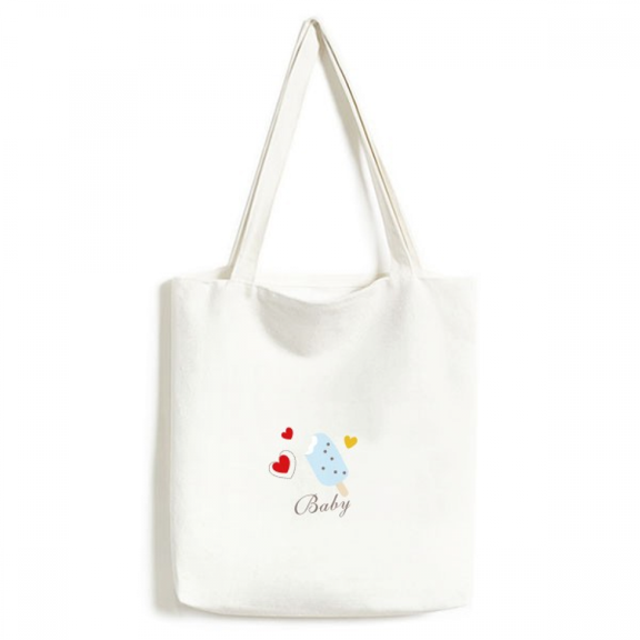 Heart Blue Popsicle Sweet Ice Tote Canvas Bag Shopping Satchel Casual Handbag