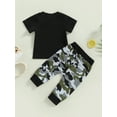 thumbnail image 4 of Arvbitana 0-3 Years Baby Boy Cow Print Short Sleeve T-Shirt Top Solid Jogger Pants Toddler 2Pcs Summer Clothes Set Black Camouflage, 4 of 8