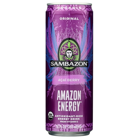 Pack of 12, Sambazon Original Açaí Berry Amazon Energy Drink, 12 fl oz