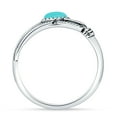 thumbnail image 3 of Feather Oval Oxidized Ring Turquoise 925 Sterling Silver Size 4, 3 of 6