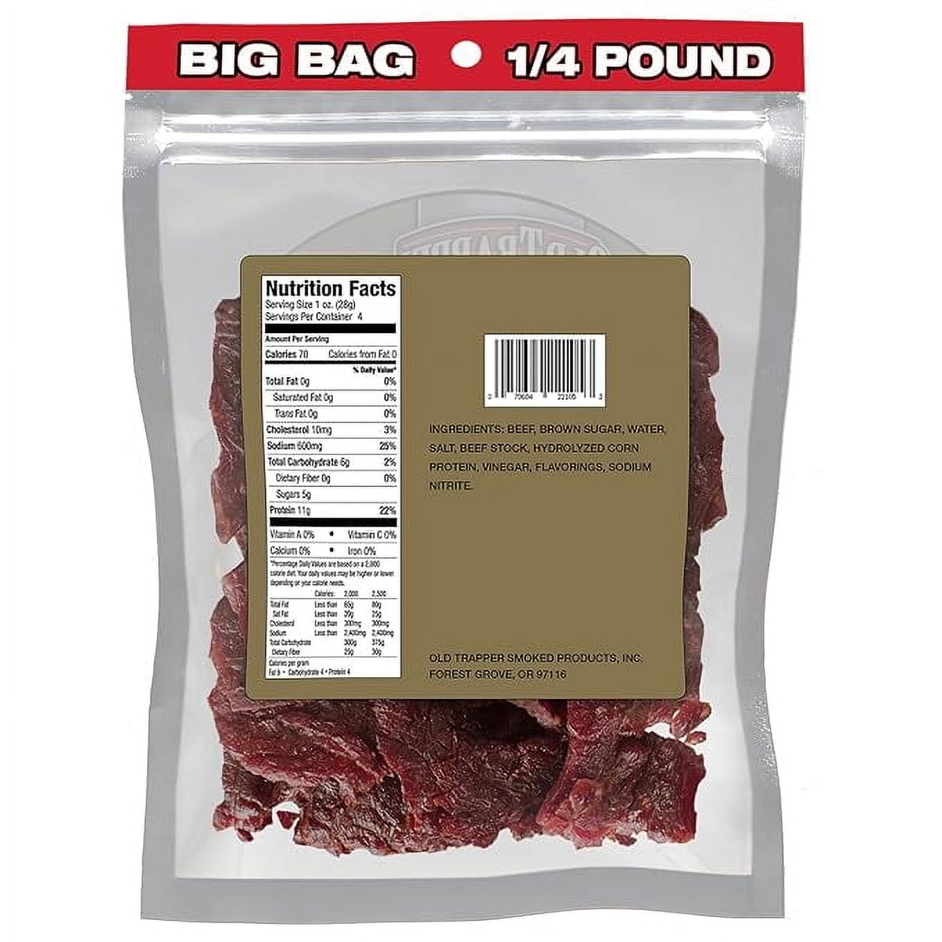 (3 pack) Old Trapper Beef Jerky, Old Fashioned Flavor, 4oz Resealable Package