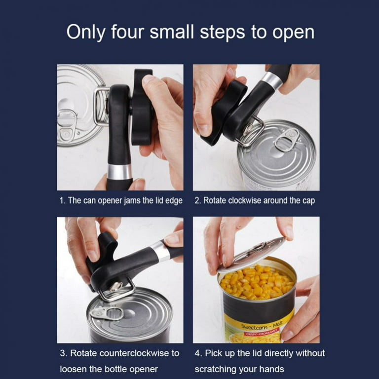 PrinChef Can Opener Smooth Edge, No-Trouble-Lid-Lift Manual Can Opener with Magnet, Side-Cut Safety Can Opener Smooth Edge, with Sharp Blade Rust